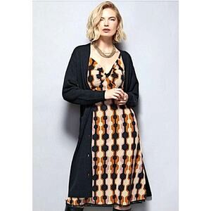 Cabi $169 Black Drop-Off Cardigan #4472 - Size S Long Duster SOFT Button Front